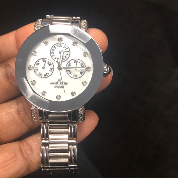 GUC Anne Klein AK Diamond Silver Analog Watch - Picture 5 of 8